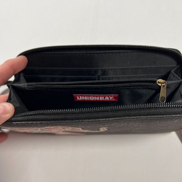 Unionbay Elephant wallet zip around wristlet black faux leather boho design‎ - Picture 5 of 12